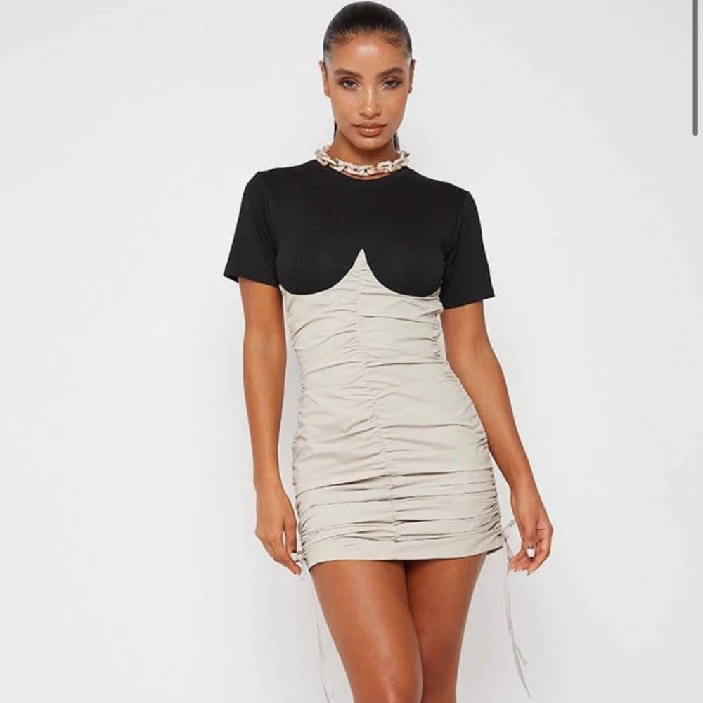 NWT Maniere De Voir Colorblock Ruched Dress | size UK 10 (fits like a small)